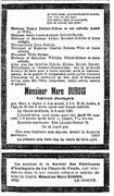 Marc Dubois death announcement, 1916, l'Impartial